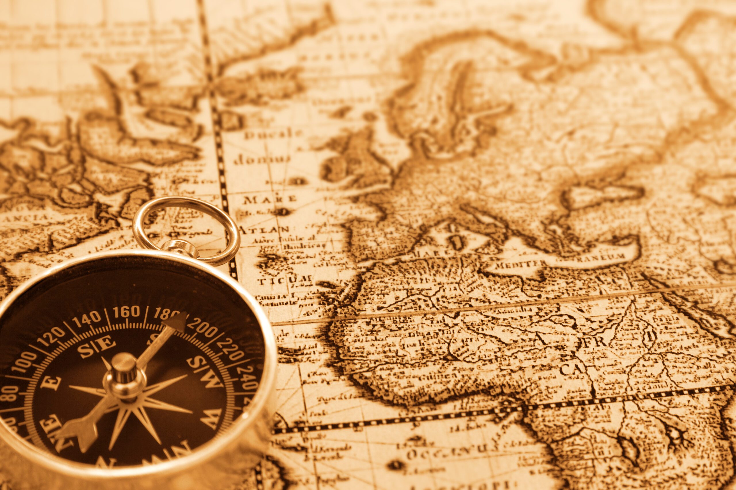 Compass on Old Map